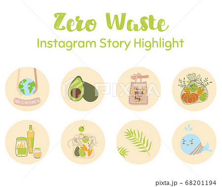 Instagram Highlight Icons Ecological Zero Wasteのイラスト素材