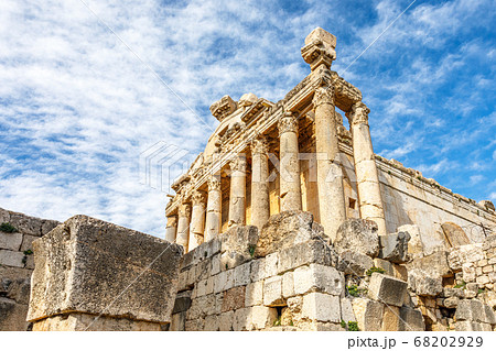 Columns of ancient Roman temple of Bacchus with Columns of ancient Roman temple of Bacchus with 68202929