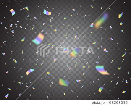 Holographic shiny falling confetti on transparent 68203056