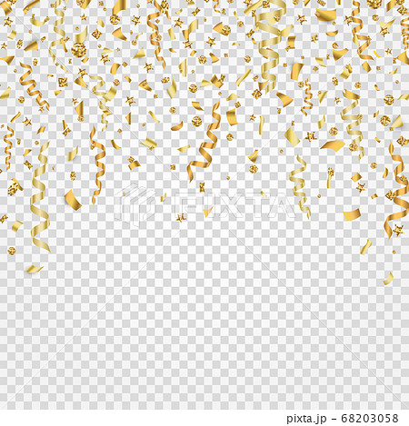 Golden confetti with falling glitter particles. 68203058