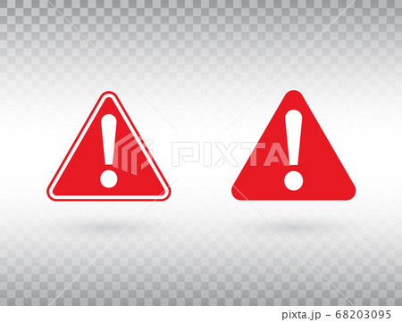 Warning symbol set. Exclamation mark in red 68203095