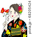 振袖を着た可愛くてお洒落な女の子 68205424