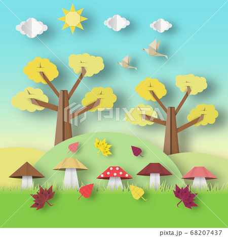 Autumn Origami Landscape. 68207437