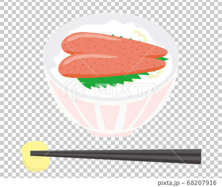 ご飯とめんたいこのベクターイラスト　辛子明太子　 68207916