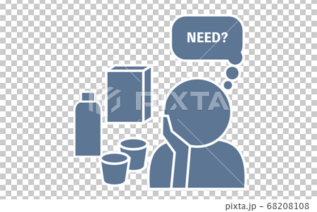 Icon illustration of a person thinking about what to buy 68208108