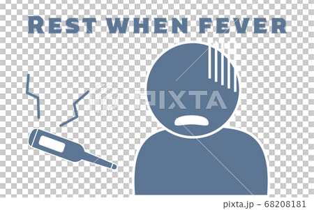 Icon illustration of a person who has a fever and is sick 68208181