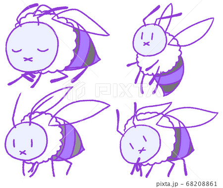 パステルカラーのミツバチ4種（紫色） 68208861