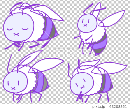 4 bees in pastel colors (purple) 68208861
