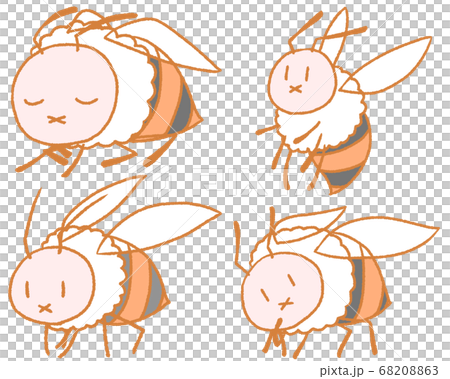 4 pastel colored bees (orange) 68208863