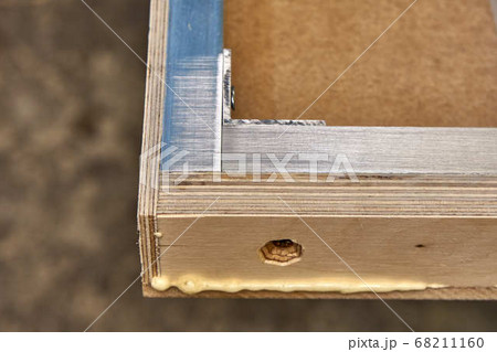 Joinery. Design of the countertop dining table. Countertop aluminum frame manufacturing process 68211160