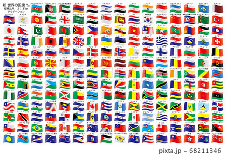 新世界の国旗2:3Verグラデーション波形国名あり 68211346