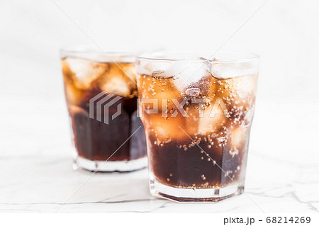 glass of cola with ice glass of cola with ice 68214269