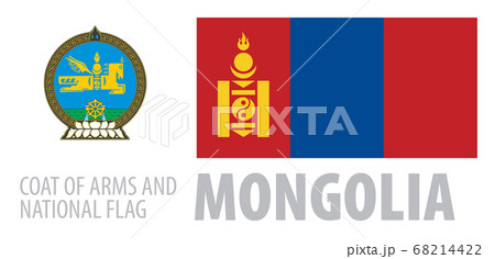 Vector set of the coat of arms and national flag of Mongolia 68214422