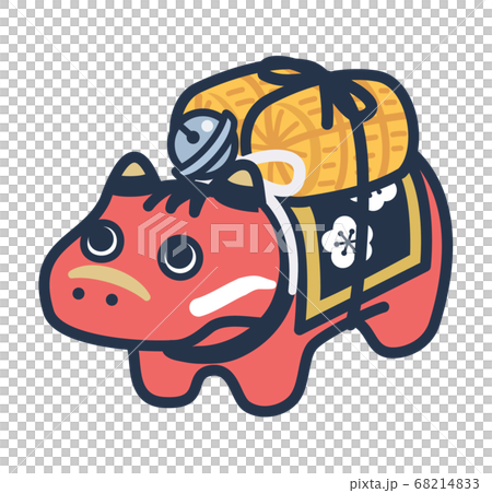 俵を積んだ赤べこ 68214833