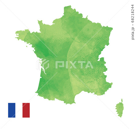 水彩風世界地図 フランス 国旗のイラスト素材 6144