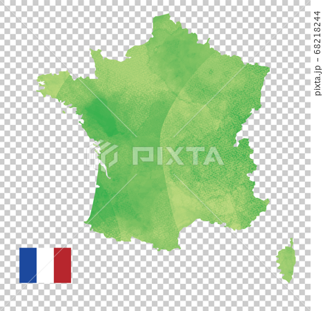 水彩風世界地図 フランス 国旗のイラスト素材 6144