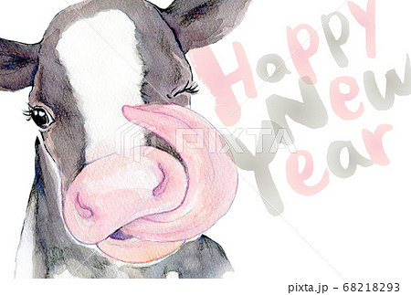 水彩イラスト 牛 年賀状 年賀状素材 水彩イラスト 牛 年賀状 年賀状素材 68218293