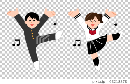 踊る学ランセーラー服学生（シンプルカラー） 68218878