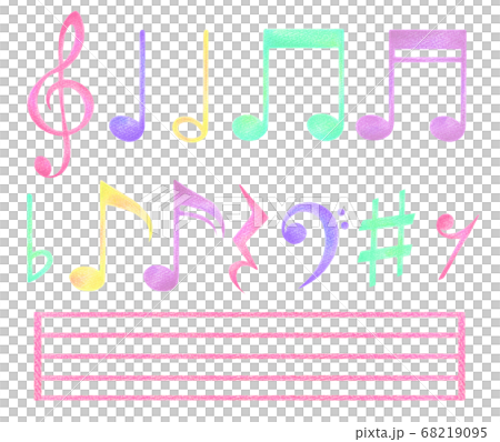 Color pencil hand-painted musical note set [colorful] 68219095