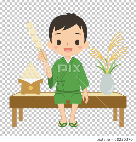 Boy holding a dumpling illustration vector 68220370