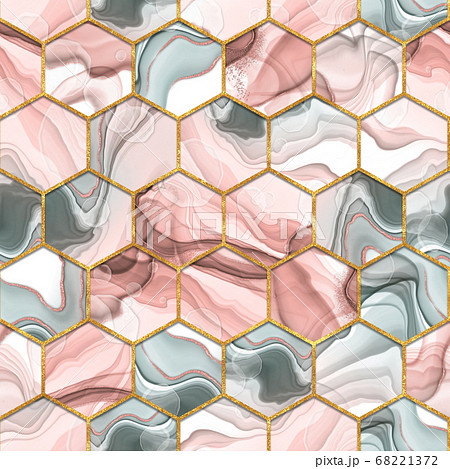 Hexagon seamless texture. Abstract gray and red background Hexagon seamless texture. Abstract gray and red background 68221372