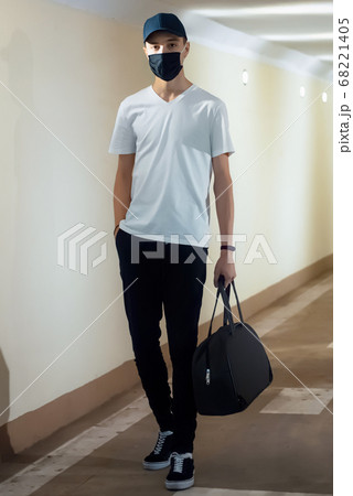 Man going on a safe journey during the pandemic 68221405