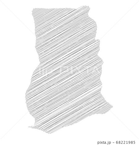 Ghana - pencil scribble sketch silhouette map of country area with dropped shadow. Simple flat vector illustration 68221985