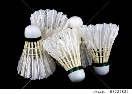 Badminton Shuttlecocks on Black Background Badminton Shuttlecocks on Black Background 68222322