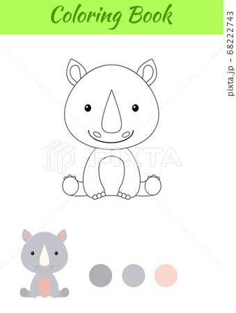 Coloring page little sitting baby rhino. Coloring 68222743