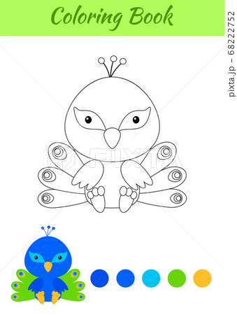 Coloring page little sitting baby peacock. 68222752