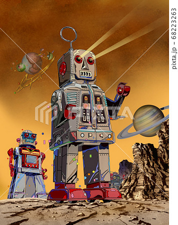 ブリキのロボットおもちゃイラストのイラスト素材 [68223263] - PIXTA