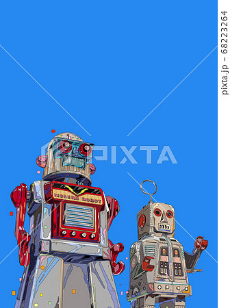 ブリキのロボットおもちゃイラストのイラスト素材