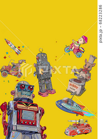 ブリキのロボットおもちゃイラストのイラスト素材