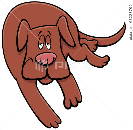 cartoon sleepy dog funny animal character 68223709