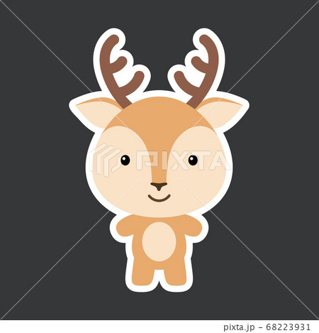 Cute funny baby deer sticker. Woodland adorable Cute funny baby deer sticker. Woodland adorable 68223931