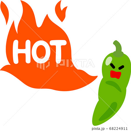 火を噴く緑色のトウガラシのキャラクター 68224911