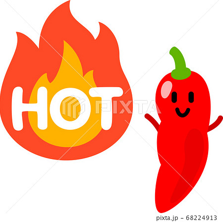トウガラシのキャラクターと炎のイラスト素材 トウガラシのキャラクターと炎のイラスト素材