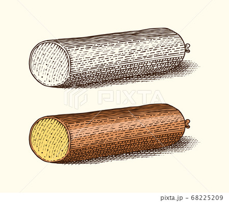 Cheese for market or grocery store. Fresh organic milk. Vector Engraved hand drawn sketch for label 68225209