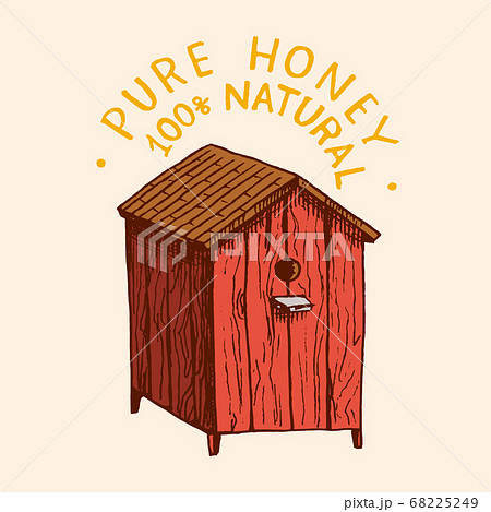 Honey and bees. Honeycombs and hive and apiary. Vintage logo for typography, shop or signboards 68225249