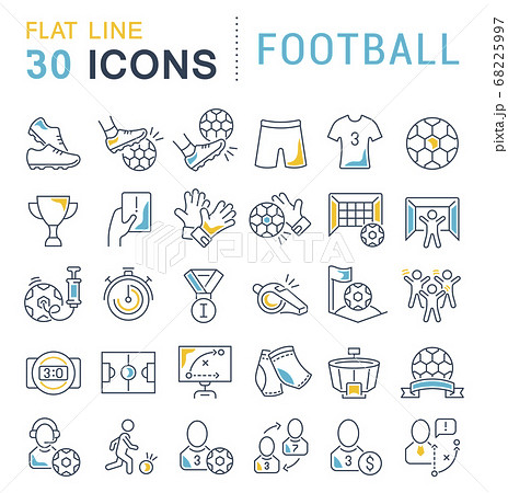 Set Vector Line Icons of Football. Set Vector Line Icons of Football. 68225997
