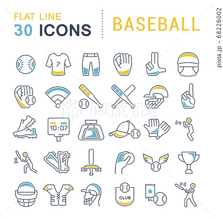 Set Vector Line Icons of Baseball. 68226002