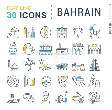 Set Vector Line Icons of Bahrain. 68226004