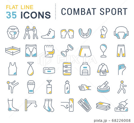 Set Vector Line Icons of Combat Sport. Set Vector Line Icons of Combat Sport. 68226008