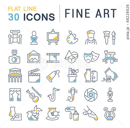Set Vector Line Icons of Fine Art. Set Vector Line Icons of Fine Art. 68226026