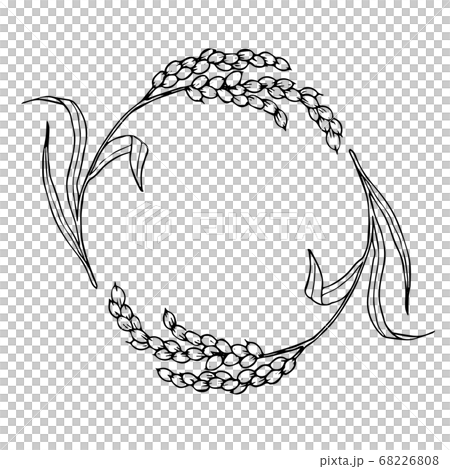ペンで描いたお米のフレームのイラスト素材