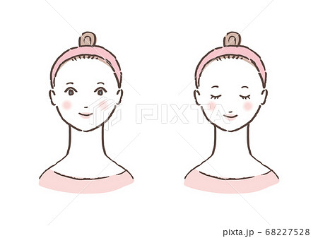 洗顔する女性の顔 洗顔する女性の顔 68227528