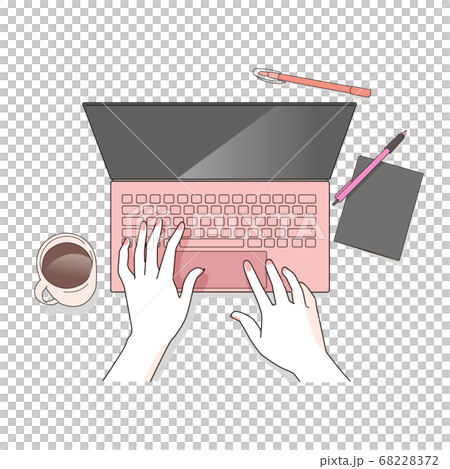 ノートパソコンを操作する手元 68228372