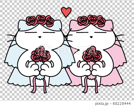 ねこ 結婚式 レズビアンのイラスト素材