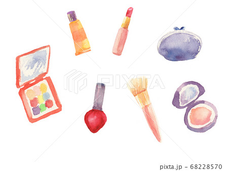 水彩で描いた化粧品のイラストセット 水彩で描いた化粧品のイラストセット 68228570