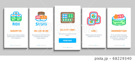 Sushi Roll Asian Dish Onboarding Elements Icons Set Vector Sushi Roll Asian Dish Onboarding Elements Icons Set Vector 68229340